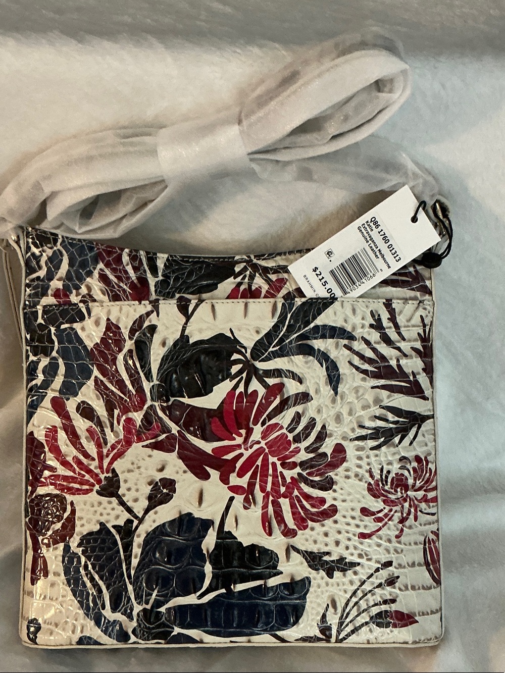 Brahmin Floral Crossbody in Cream, Red & Navy